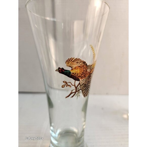 One Vintage Pheasant Design Glass Pilsner Beer Glasses - Picture 5 of 7